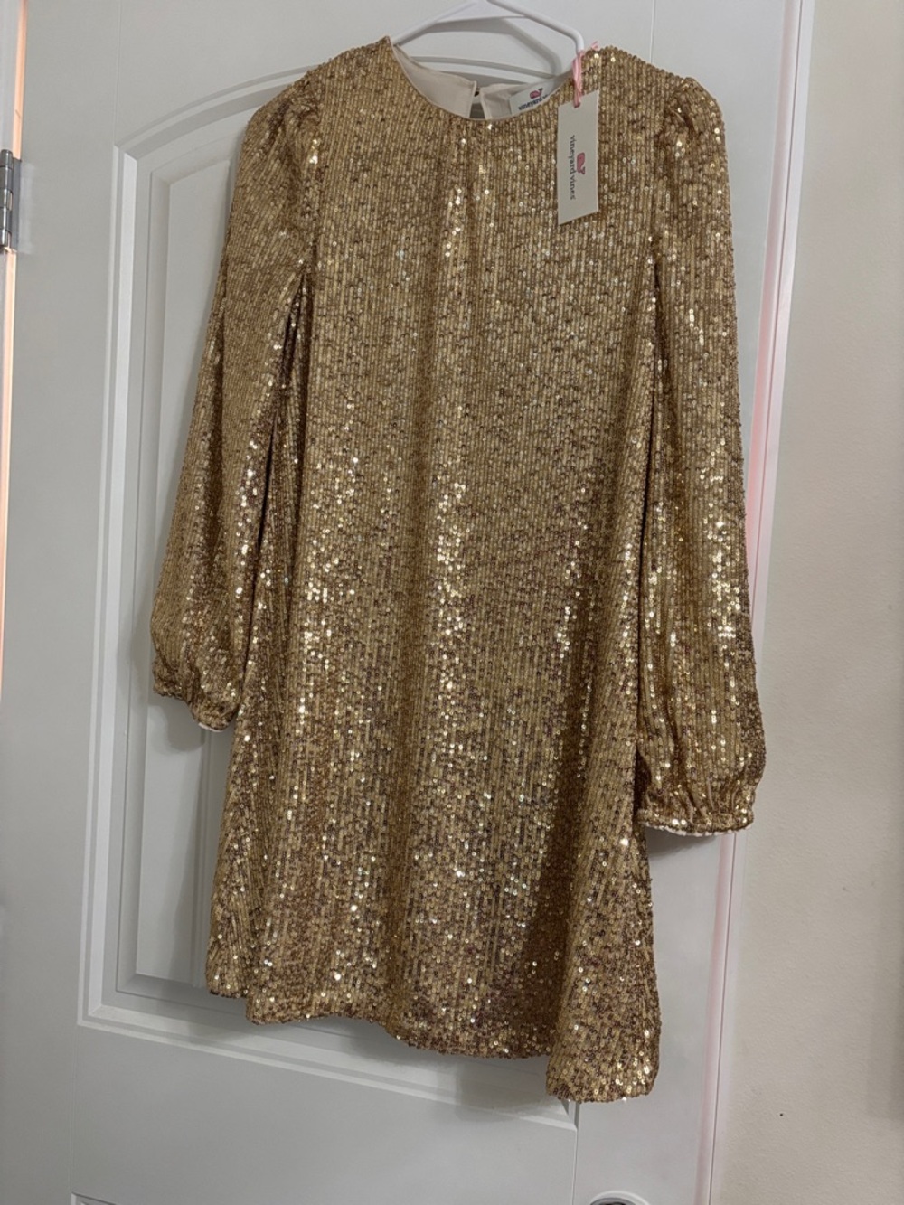Vineyard Vines Girls Gold Sequin Formal Dress